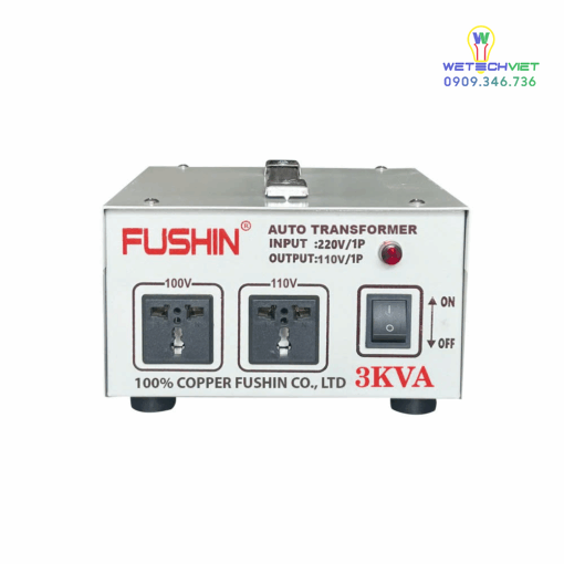 Biến Áp 1 Pha Tự Ngẫu 3Kva Fushin 110V/220V - Dây Đồng Bcu1P-3Kva11/22