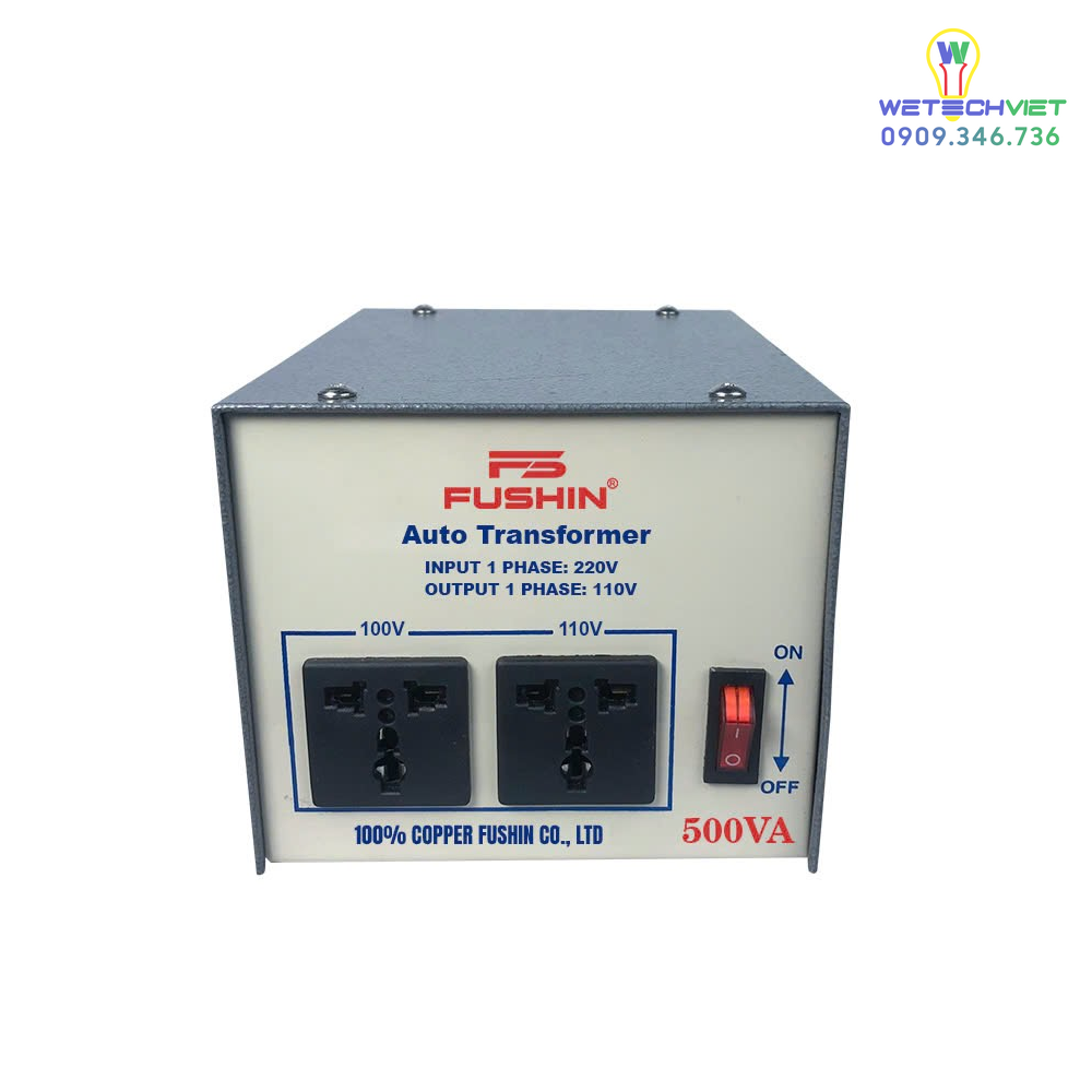 Biến Áp 1 Pha Tự Ngẫu 500Va Fushin 110V/220V - Dây Đồng Bcu1P-500Va11/22 6 Bcu1P-500Va11/22