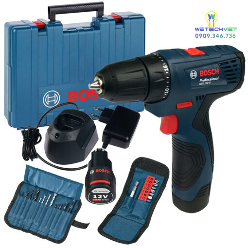 Máy Khoan Vặn Vít Dùng Pin Bosch Gsr 120-Li Gen Ii (Kèm Bộ Phụ Kiện)