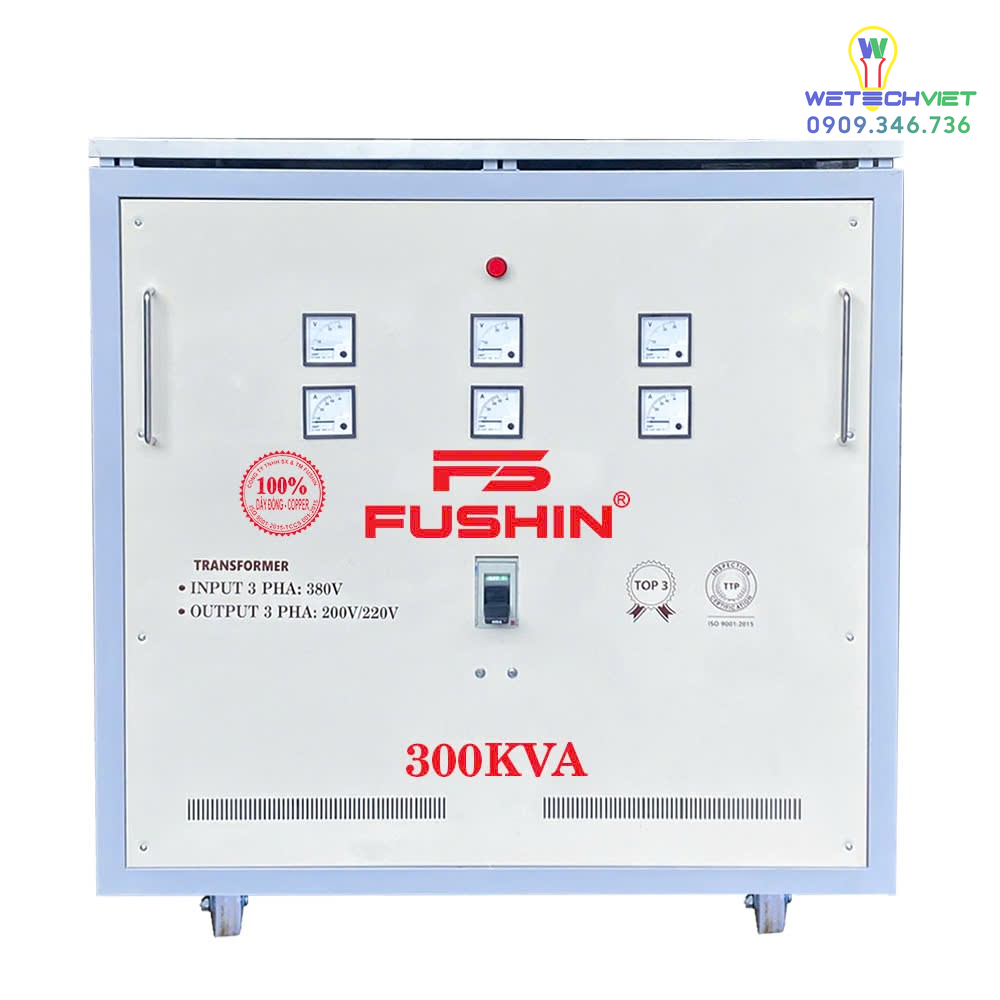Biến Áp Tự Ngẫu 3 Pha 440V/220V 300Kva Fushin - Dây Đồng S.iicu3P-300K44/22 6 S.iicu3P-300K44/22