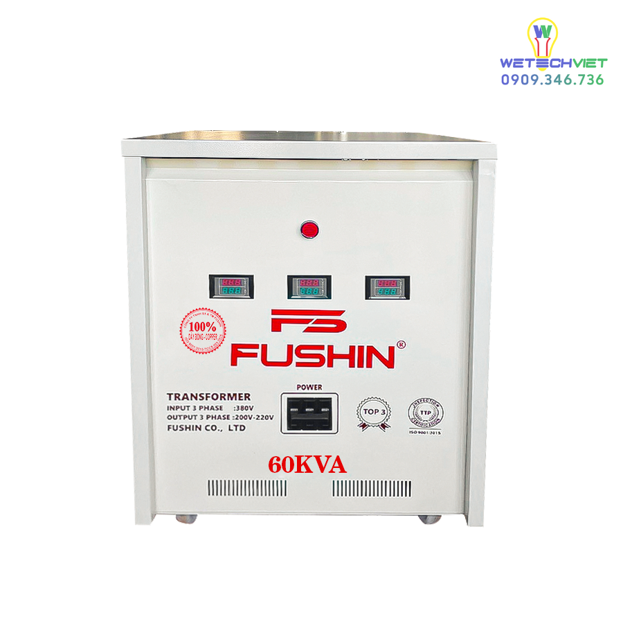 Biến Áp Tự Ngẫu 3 Pha 440V/220V 60Kva Fushin - Dây Đồng S.iicu3P-60K44/22 6 S.iicu3P-60K44/22