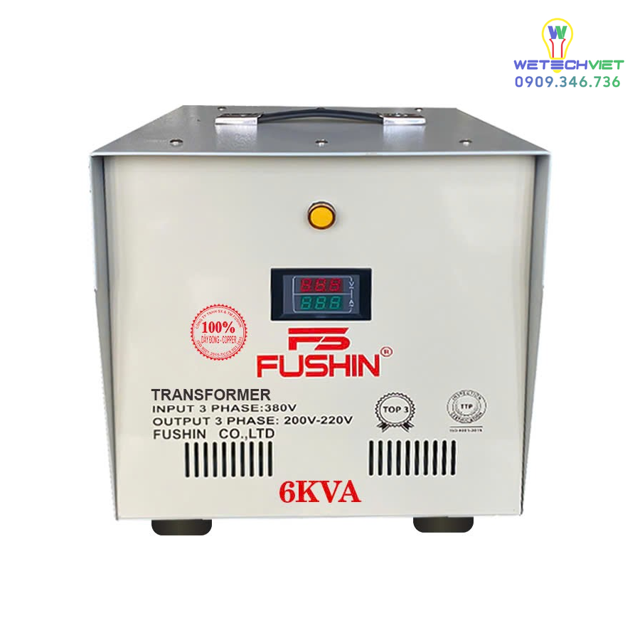 Biến Áp Tự Ngẫu 3 Pha 440V/220V 6Kva Fushin - Dây Đồng S.iicu3P-6K44/22 6 S.iicu3P-6K44/22
