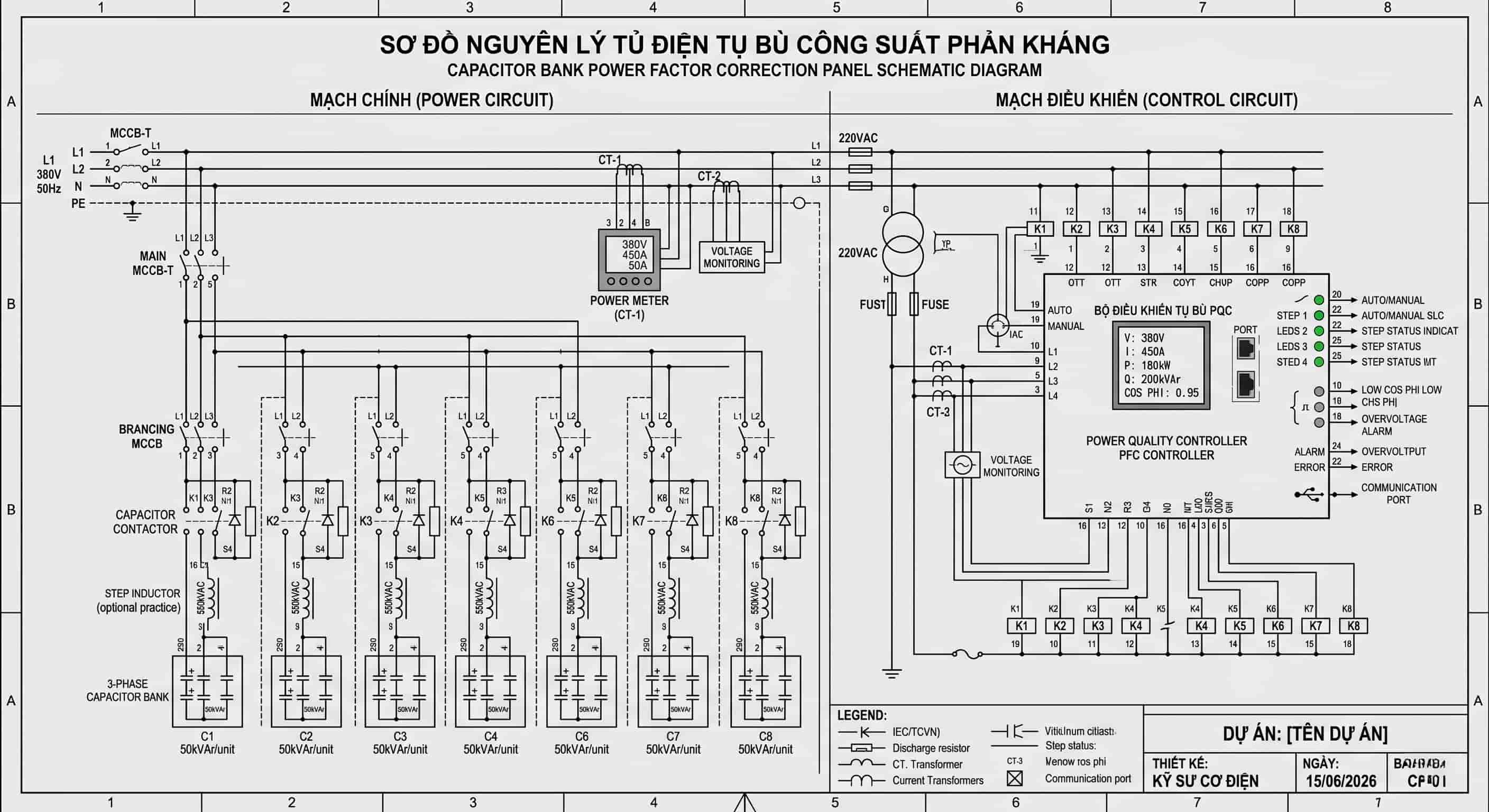 Sơ Đồ Nguyên Lý Tủ Điện Là Gì? Hướng Dẫn Đọc Và Mẫu Thực Tế 14 Sơ Đồ Nguyên Lý Tủ Điện Tụ Bù Công Suất Phản Kháng