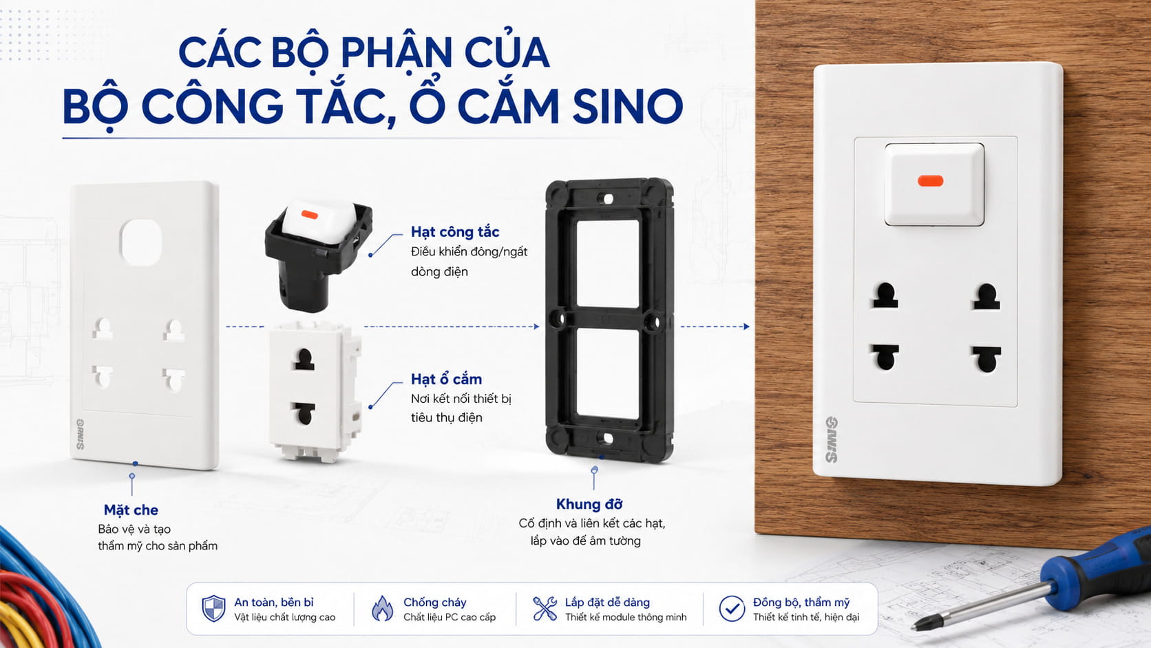 Cách Đấu Điện 1 Công Tắc 2 Ổ Cắm Sino Đúng Sơ Đồ, An Toàn 8 Cách Đấu Điện 1 Công Tắc 2 Ổ Cắm Sino