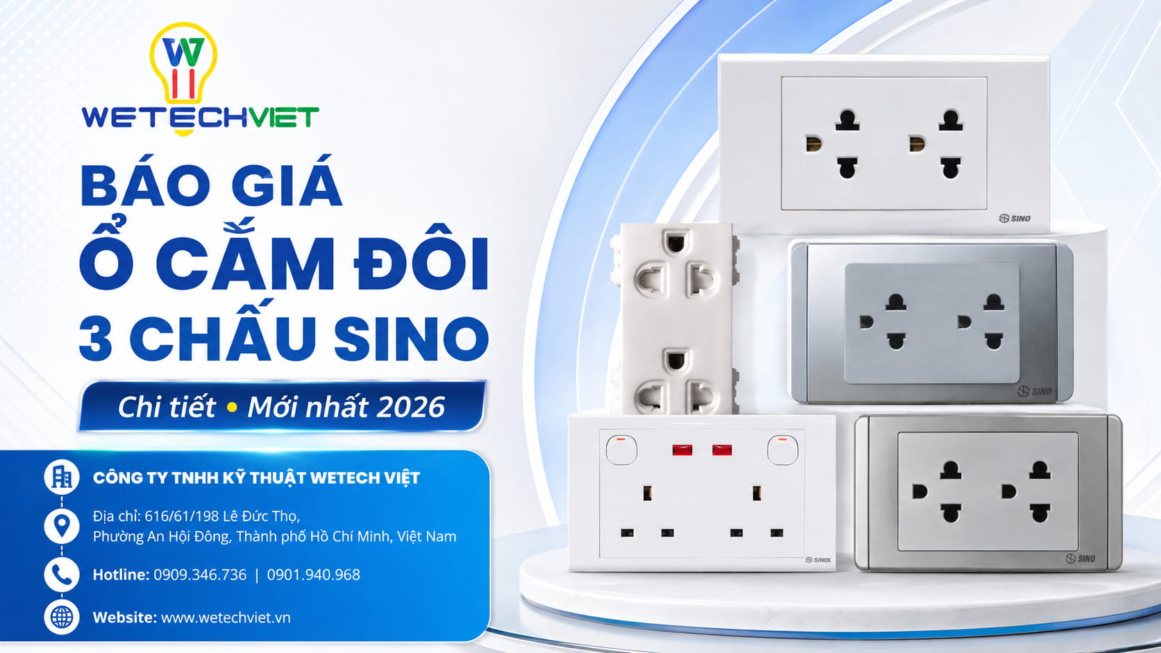 Báo Giá Ổ Cắm Đôi 3 Chấu Sino