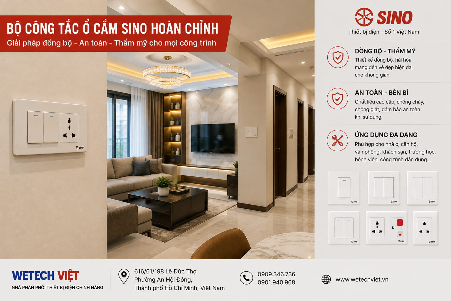 Bảng Giá Công Tắc Ổ Cắm Sino Mới Nhất 2026, Chiết Khấu Cao 14 Bảng Giá Công Tắc Ổ Cắm Sino-Vanlock Mới Nhất