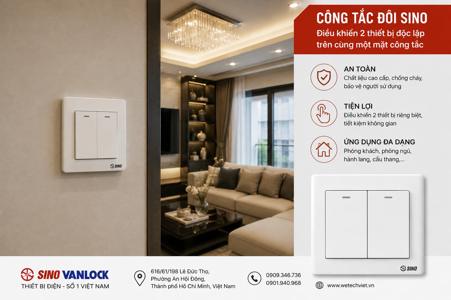 Bảng Giá Công Tắc Ổ Cắm Sino Mới Nhất 2026, Chiết Khấu Cao 11 Bảng Giá Công Tắc Ổ Cắm Sino-Vanlock Mới Nhất