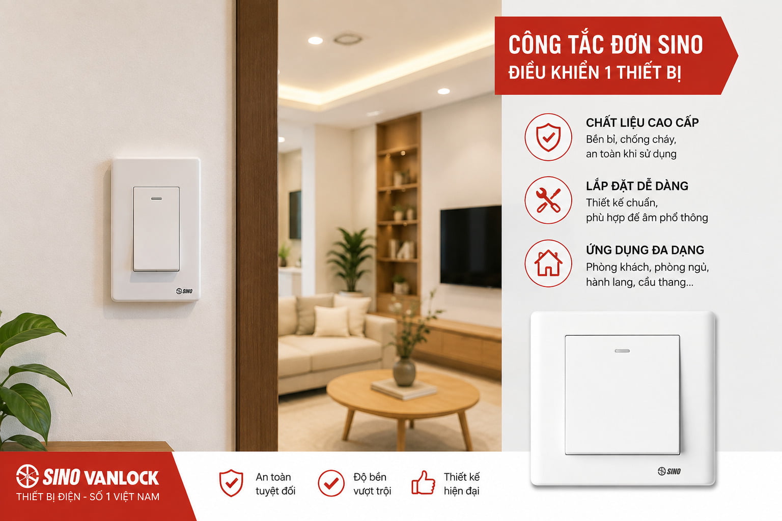 Bảng Giá Công Tắc Ổ Cắm Sino Mới Nhất 2026, Chiết Khấu Cao 10 Bảng Giá Công Tắc Ổ Cắm Sino-Vanlock Mới Nhất