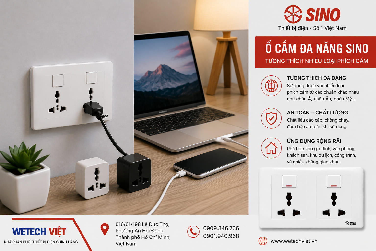 Bảng Giá Công Tắc Ổ Cắm Sino Mới Nhất 2026, Chiết Khấu Cao 13 Bảng Giá Công Tắc Ổ Cắm Sino-Vanlock Mới Nhất