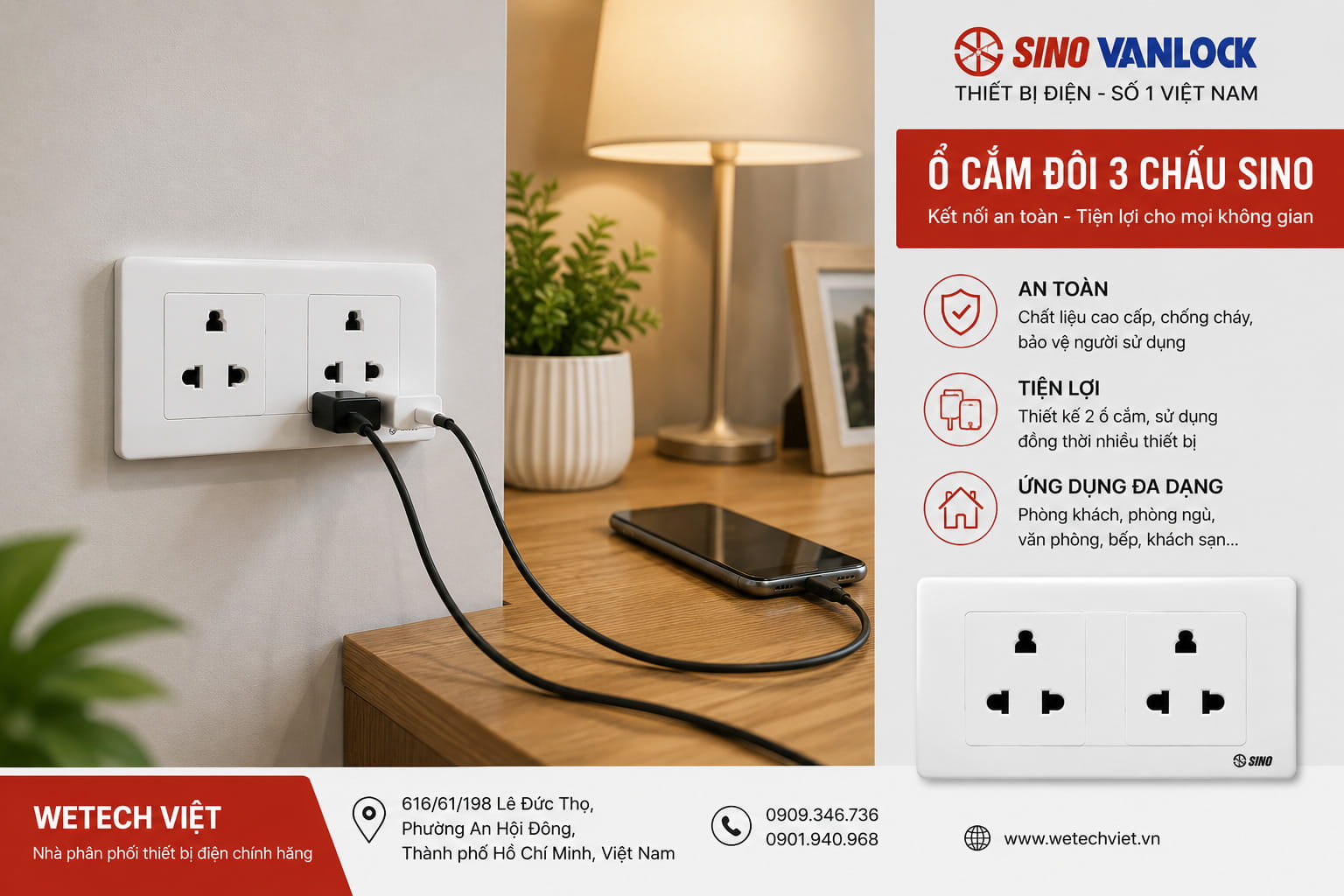 Bảng Giá Công Tắc Ổ Cắm Sino Mới Nhất 2026, Chiết Khấu Cao 12 Bảng Giá Công Tắc Ổ Cắm Sino-Vanlock Mới Nhất
