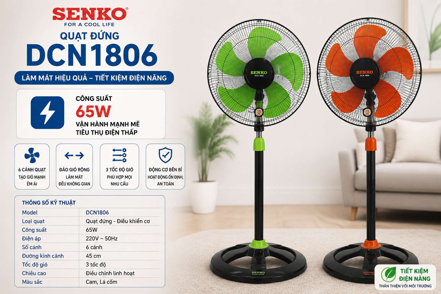 Công Suất Quạt Senko Bao Nhiêu W? Bảng Công Suất Chi Tiết Từng Loại 20 Công Suất Quạt Senko