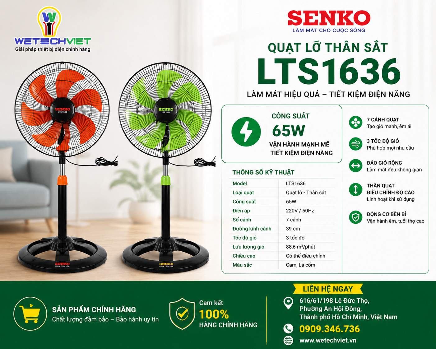 Công Suất Quạt Senko Bao Nhiêu W? Bảng Công Suất Chi Tiết Từng Loại 22 Quạt Đứng Senko Lts1636 Công Suất 65W