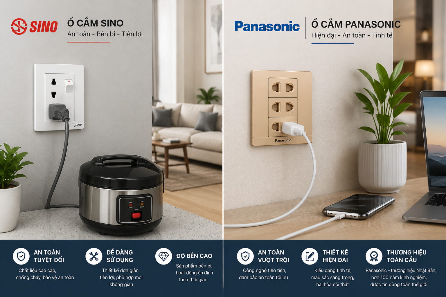 So Sánh Ổ Cắm Sino Và Panasonic: Loại Nào Tốt Nên Mua? 13 So Sánh Ổ Cắm Sino Và Panasonic? Nên Chọn Loại Nào?