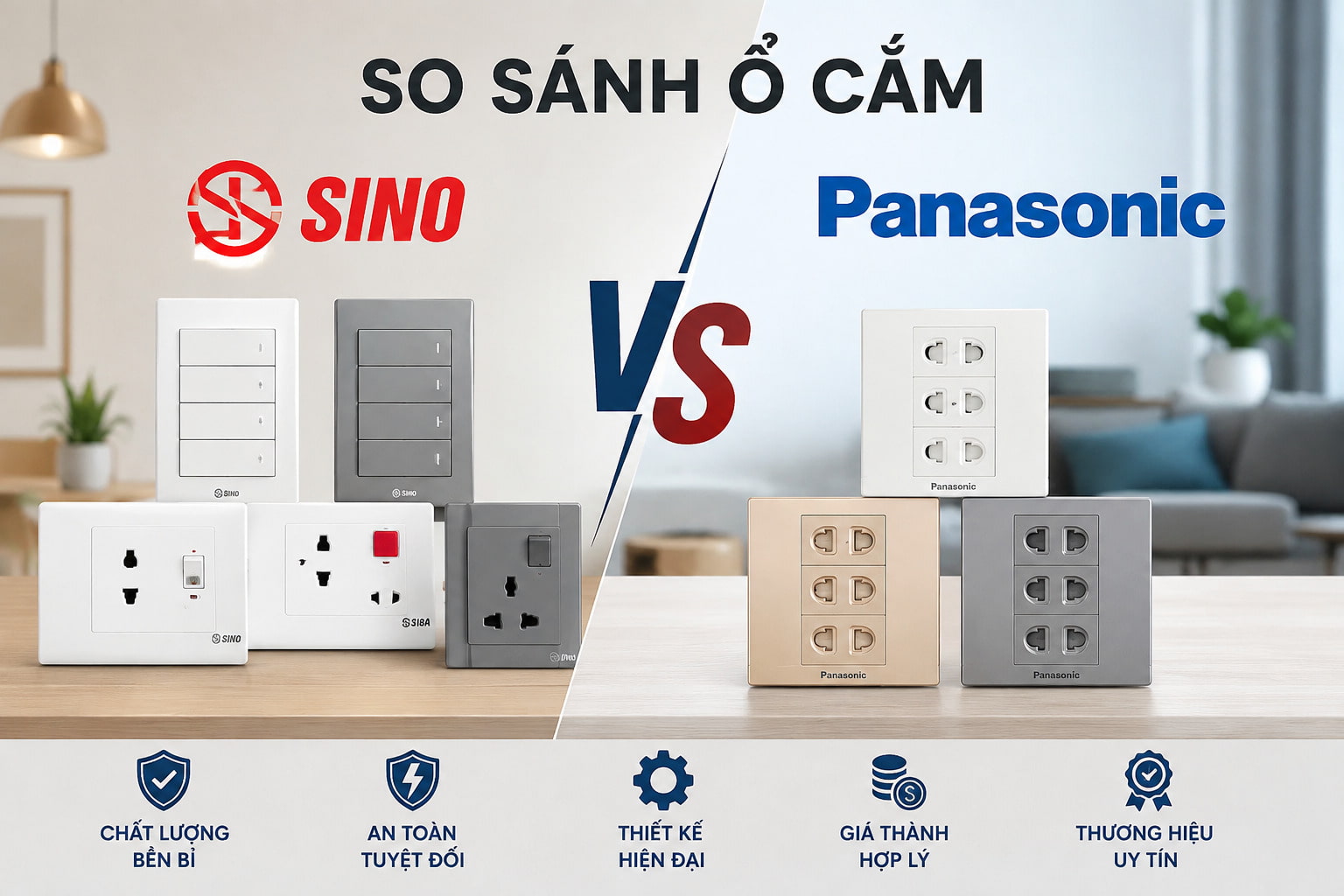 So Sánh Ổ Cắm Sino Và Panasonic