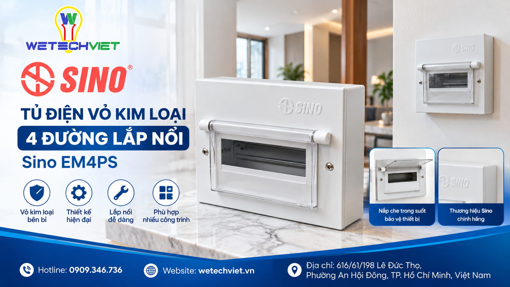 Tủ Điện Nổi Sino Vỏ Kim Loại: Phân Loại Và Cách Lựa Chọn 18 Tủ Điện Lắp Nổi Vỏ Kim Loại 4 Đường Sino Em4Ps