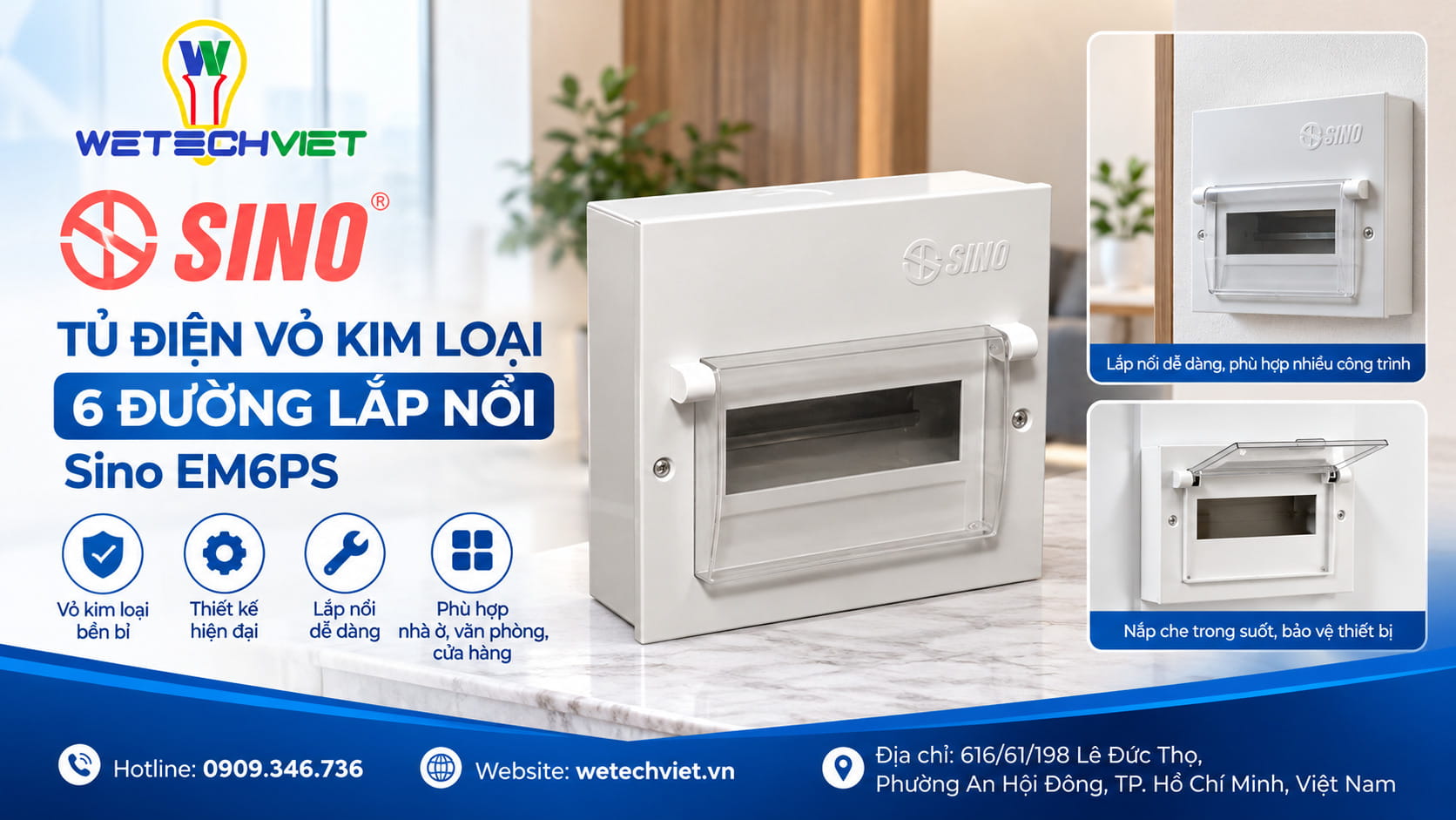 Tủ Điện Nổi Sino Vỏ Kim Loại: Phân Loại Và Cách Lựa Chọn 20 Tủ Điện Lắp Nổi Vỏ Kim Loại 6 Đường Sino Em6Ps