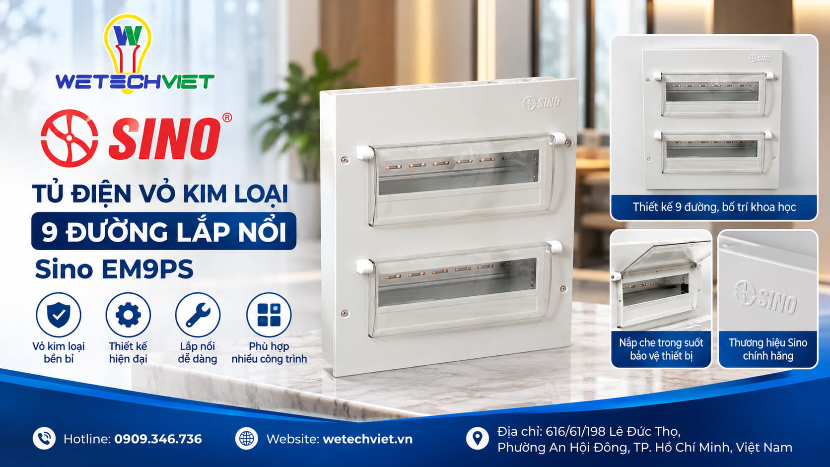 Tủ Điện Nổi Sino Vỏ Kim Loại: Phân Loại Và Cách Lựa Chọn 22 Tủ Điện Lắp Nổi Vỏ Kim Loại 9 Đường Sino Em9Ps